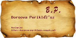 Borsova Periklész névjegykártya